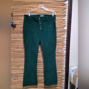 Torrid 14 Regular Dark Green Corduroy Bootcut Flare Pants Front Pockets
